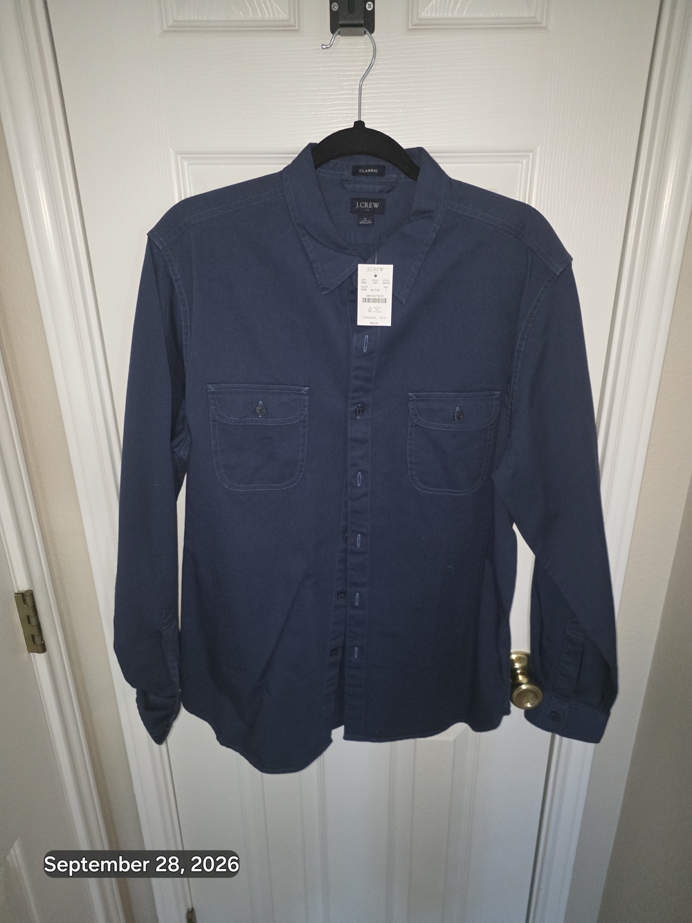 J. Crew Men’s Navy Long-Sleeve Button-Up Shirt